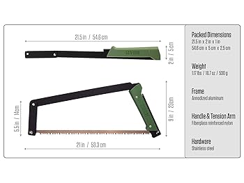 Agawa Canyon BOREAL21-21 Inch Folding Bow Saw (Green